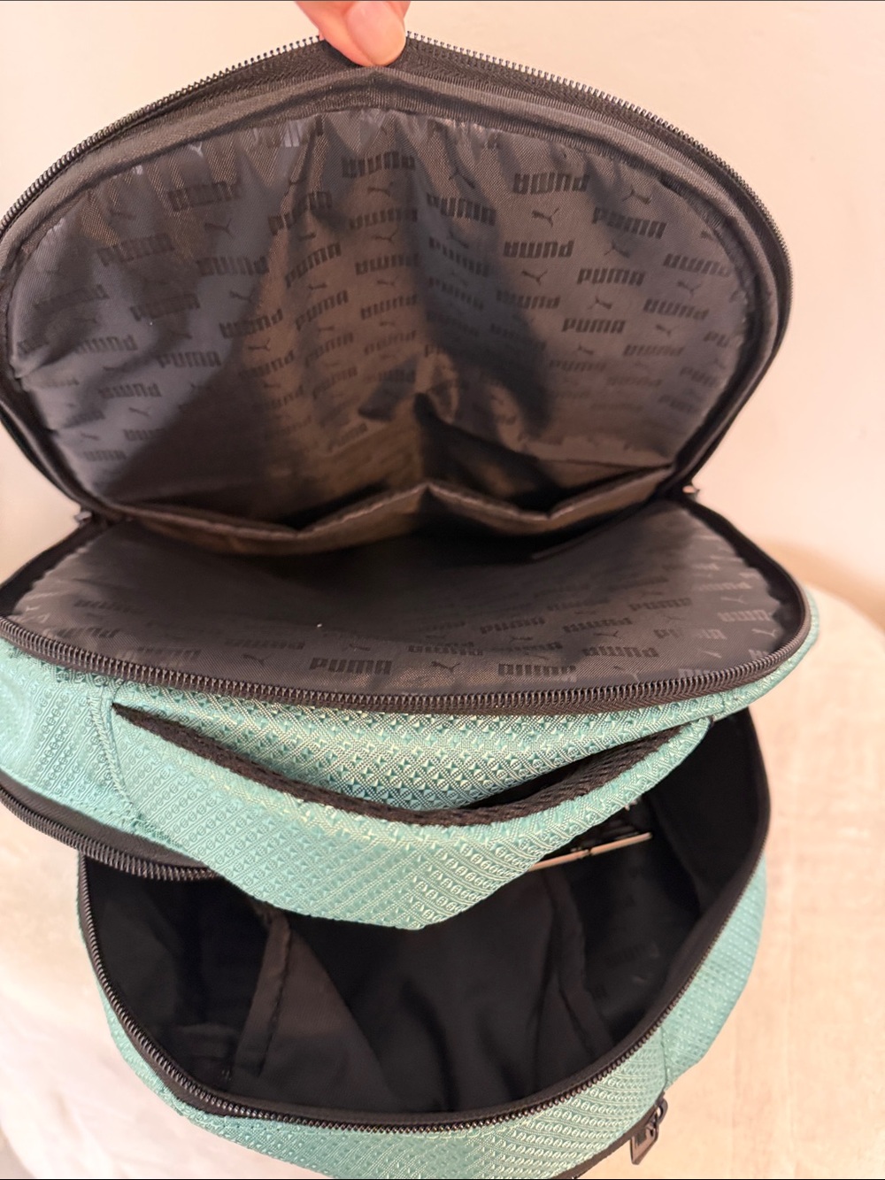 Puma Teal and Black Backpack with White Logo - Picture 3 of 10
